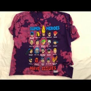 Purple destroyed Super Hero crop top